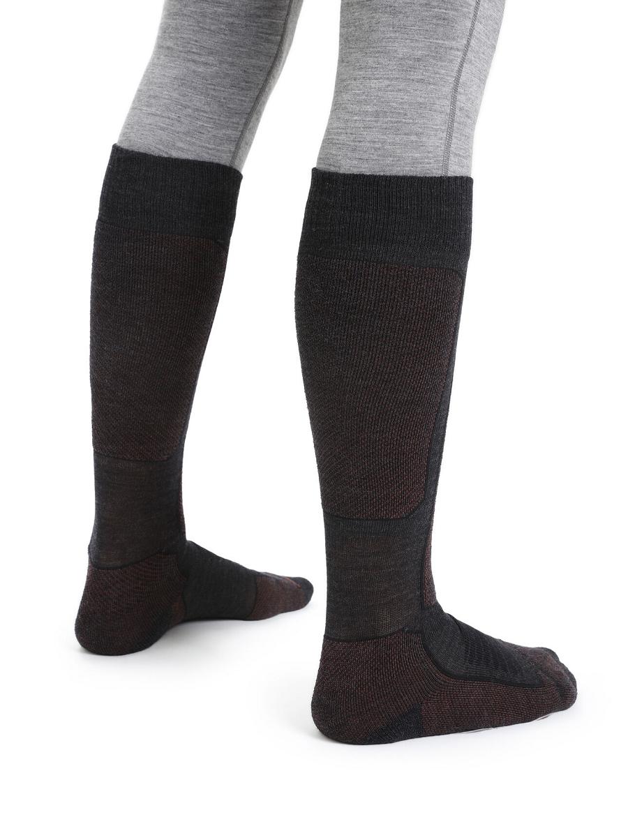 Jet Heather / Espresso Icebreaker Merino Ski+ Medium Over the Calf Men's Socks | AU 1027EBCX